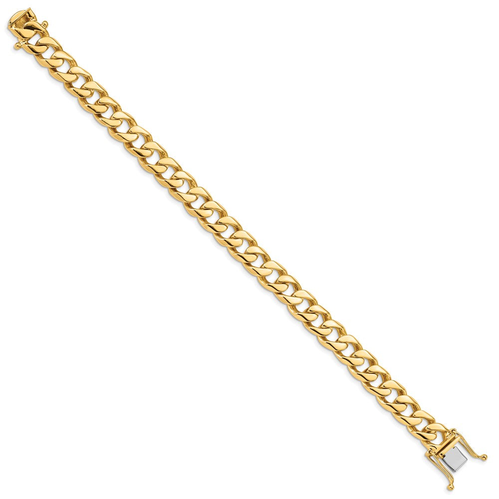 14K 8 inch 9.7mm Hand Polished Flat Beveled Curb Link with Box Catch Clasp Bracelet