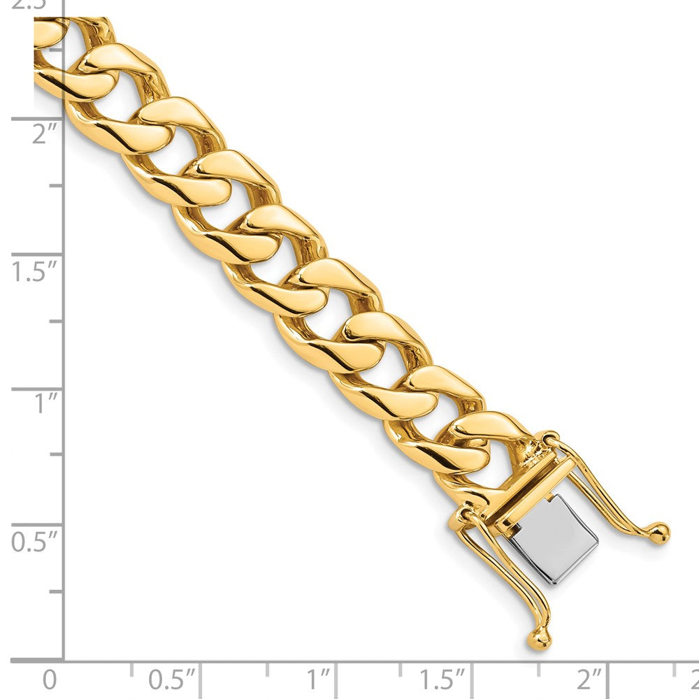 14K 20 inch 9.7mm Hand Polished Flat Beveled Curb Link with Box Catch Clasp Chain