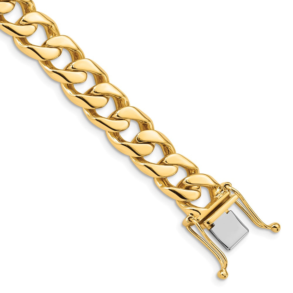 14K 20 inch 9.7mm Hand Polished Flat Beveled Curb Link with Box Catch Clasp Chain