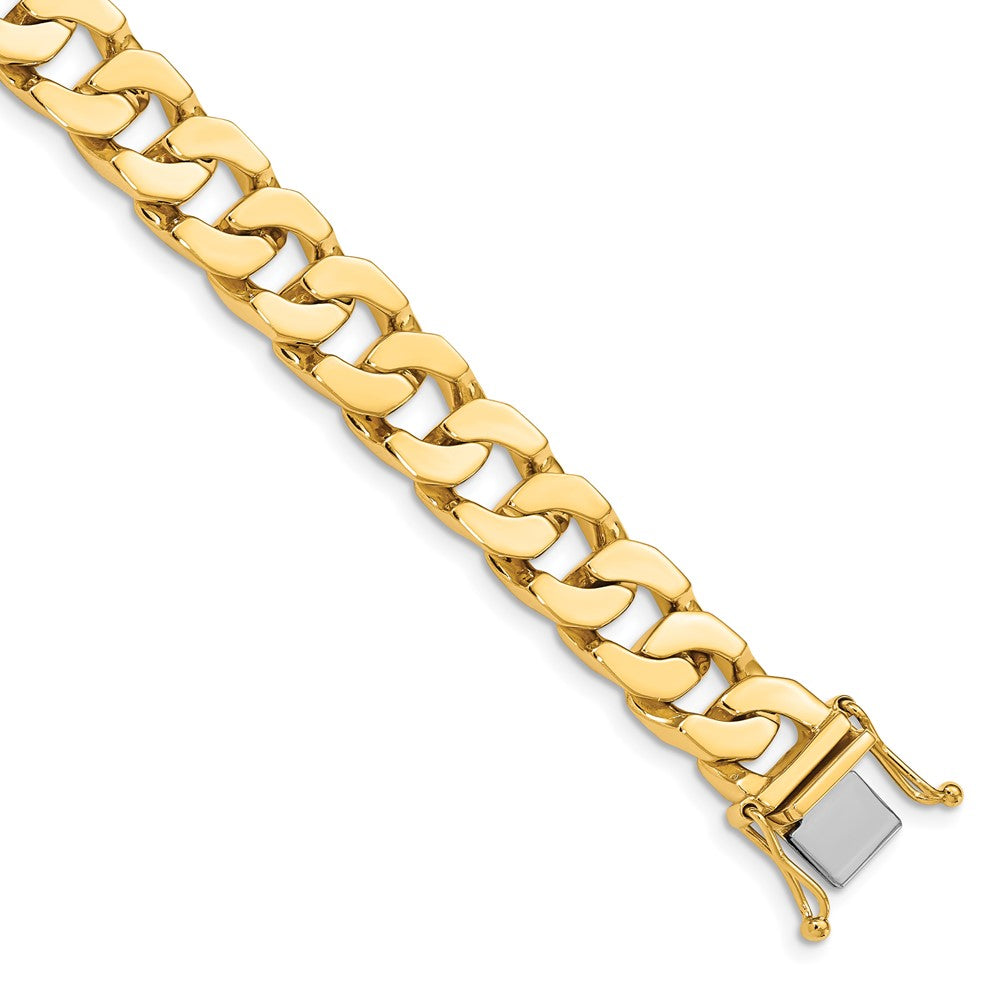 14K 8 inch 10mm Hand Polished Fancy Link with Box Catch Bracelet