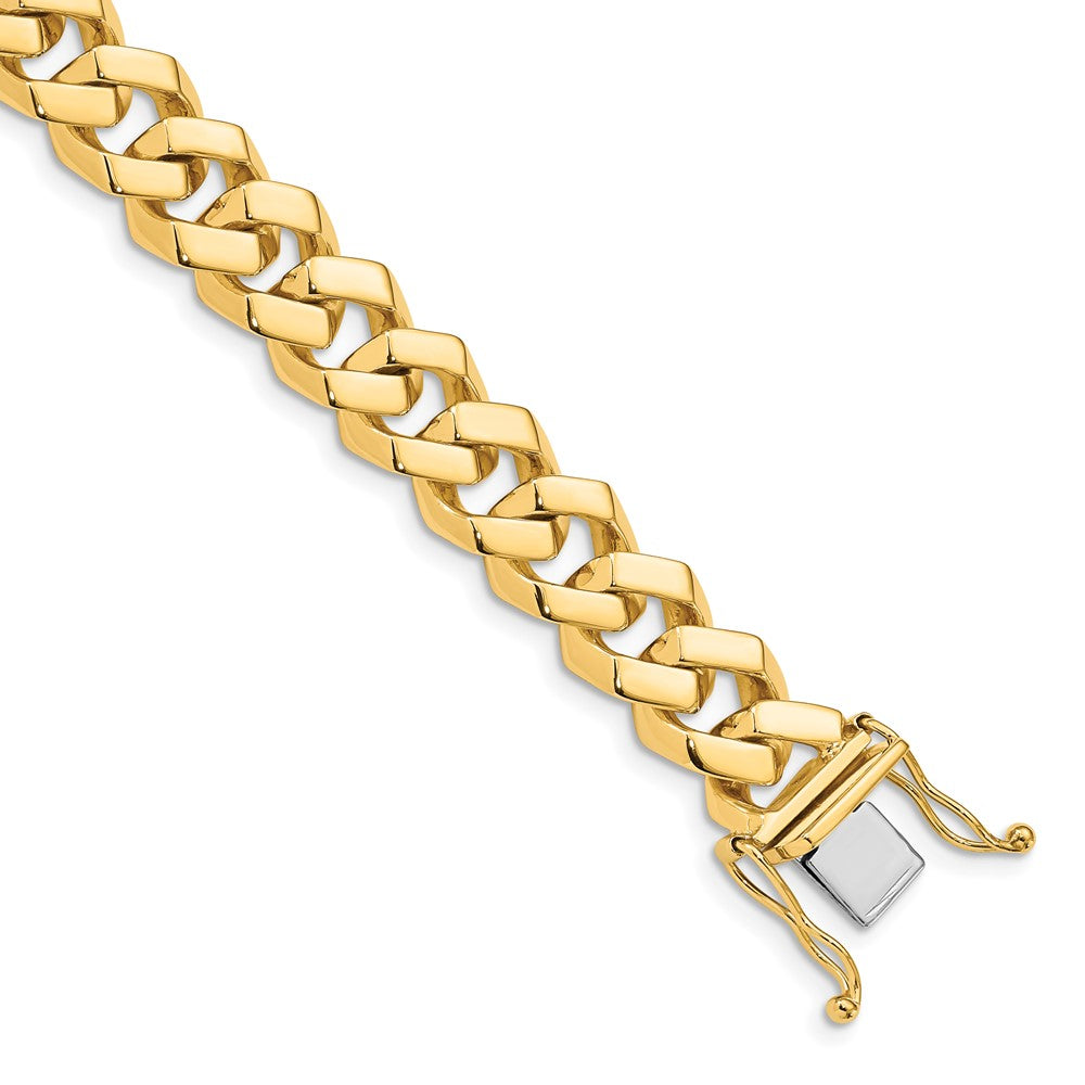 14K 24 inch 10mm Hand Polished Fancy Link with Box Catch Clasp Chain