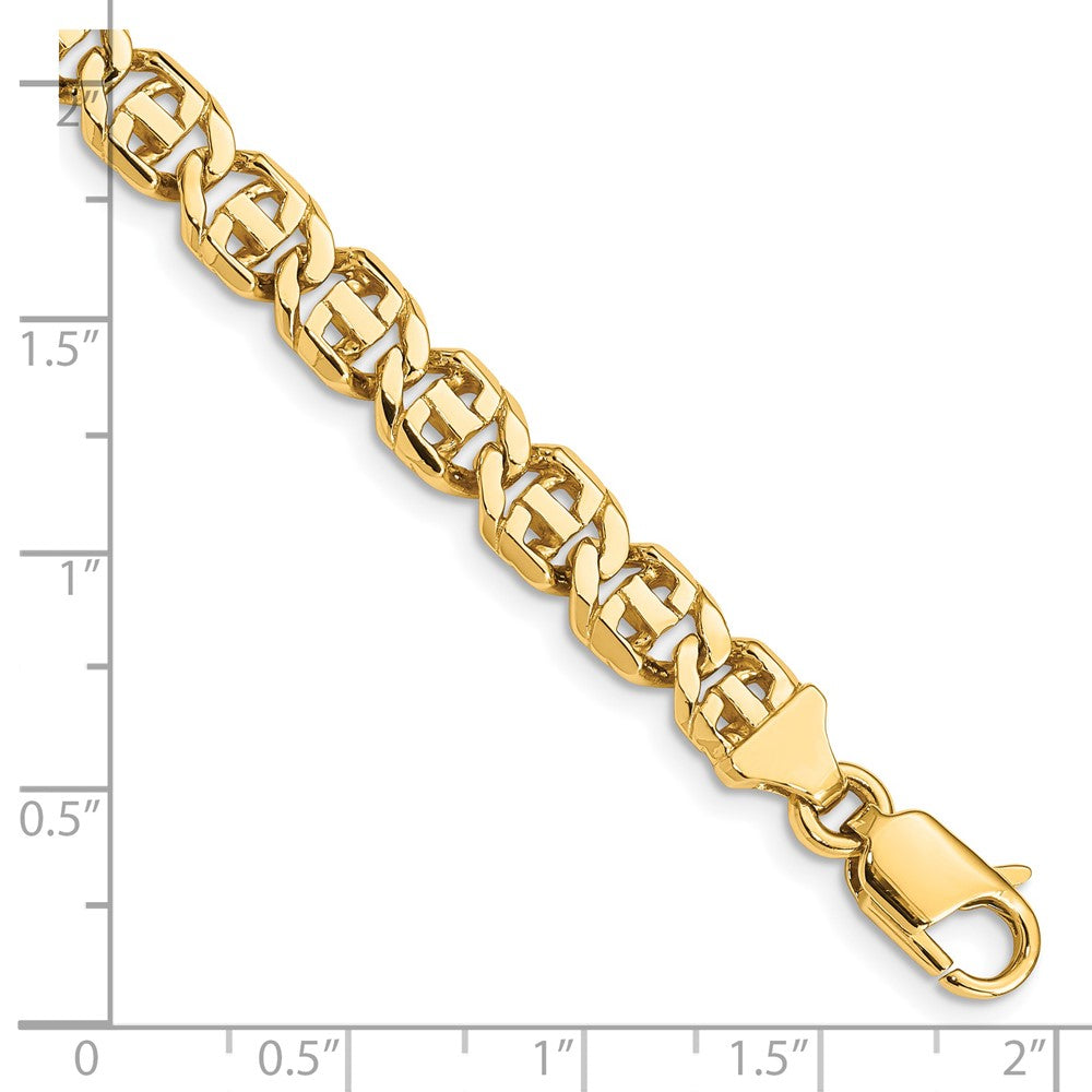 14K 24 inch 6.75mm Hand Polished Fancy Link with Lobster Clasp Chain