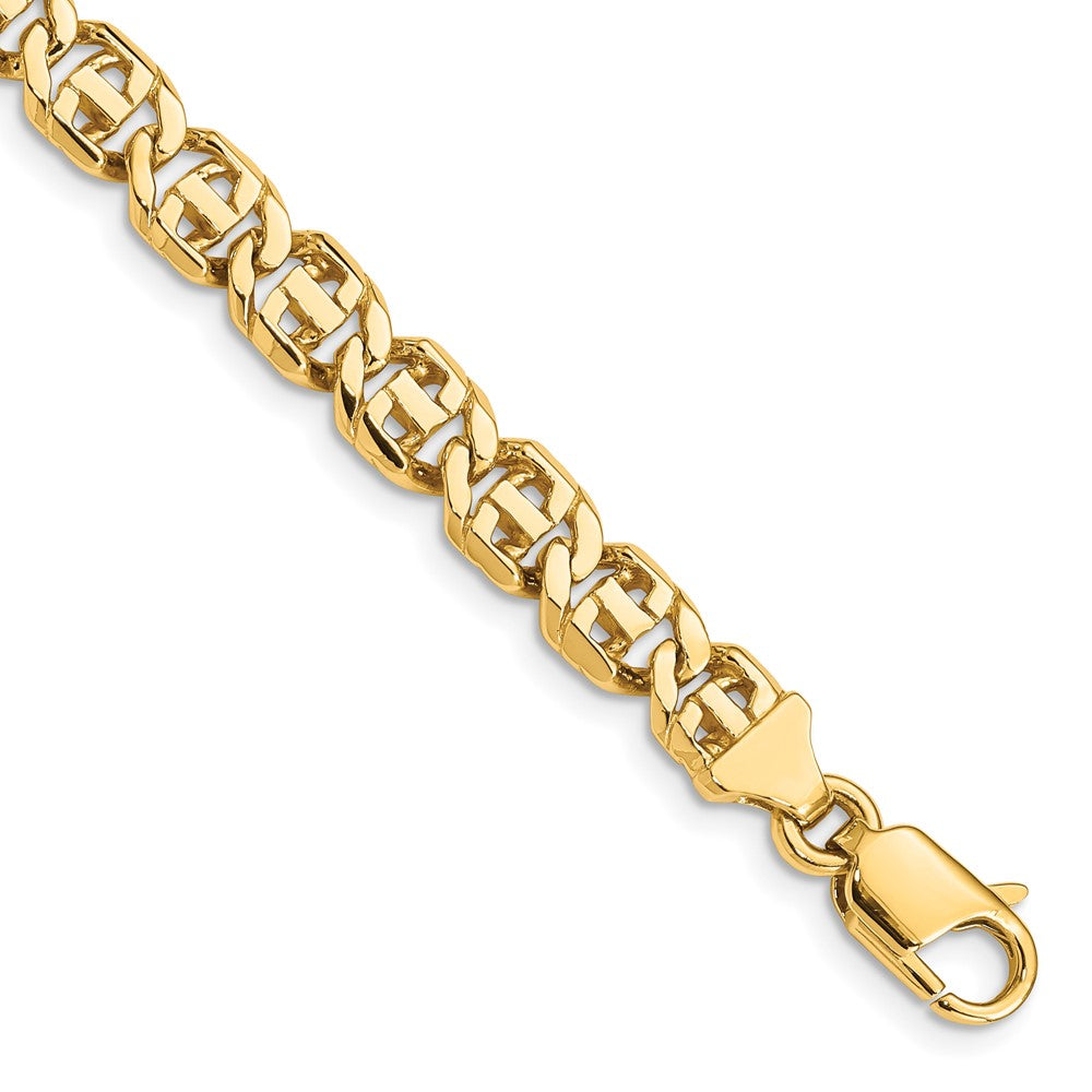 14K 22 inch 6.75mm Hand Polished Fancy Link with Lobster Clasp Chain