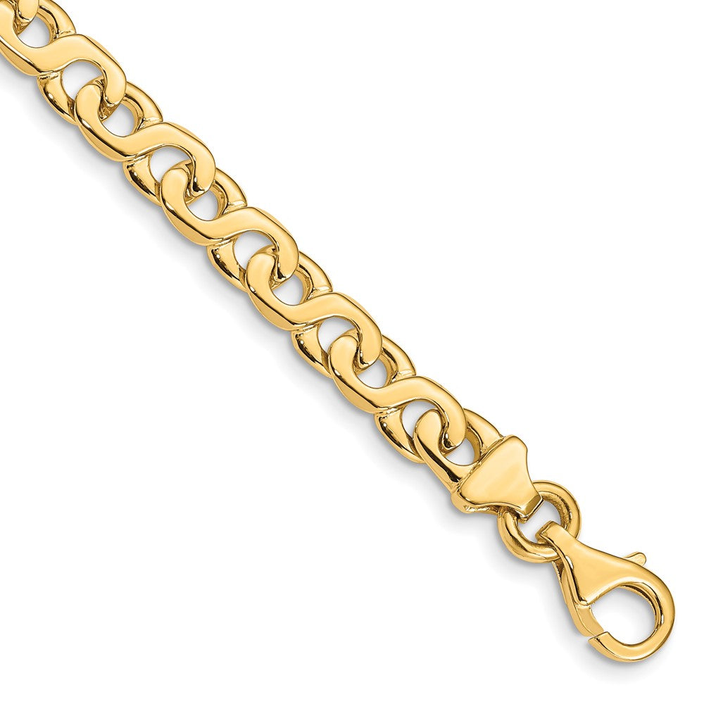 14K 7 inch 6.2mm Hand Polished Fancy Link with Fancy Lobster Clasp Bracelet