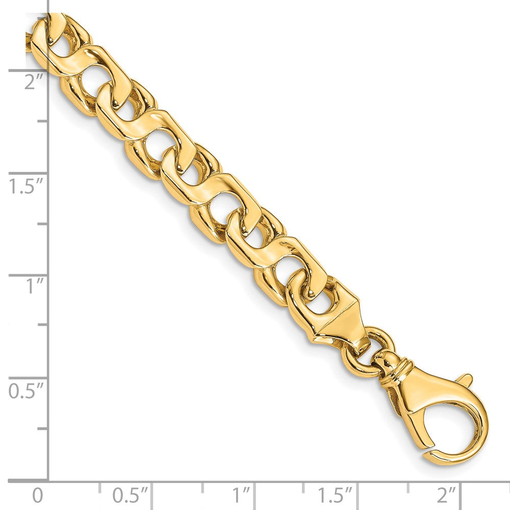 14K 24 inch 7.4mm Hand Polished Fancy Link with Fancy Lobster Clasp Chain