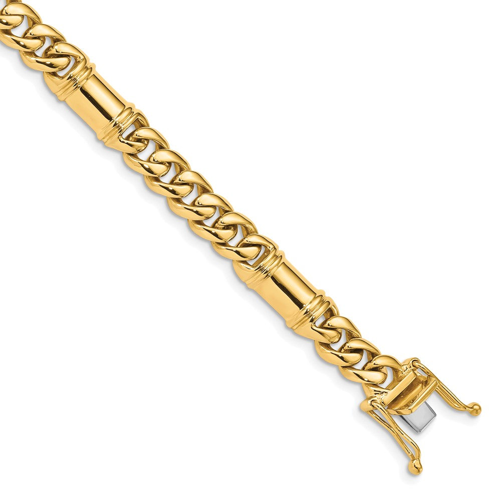 14K 24 inch 7.5mm Hand Polished Fancy Link with Box Catch Clasp Chain