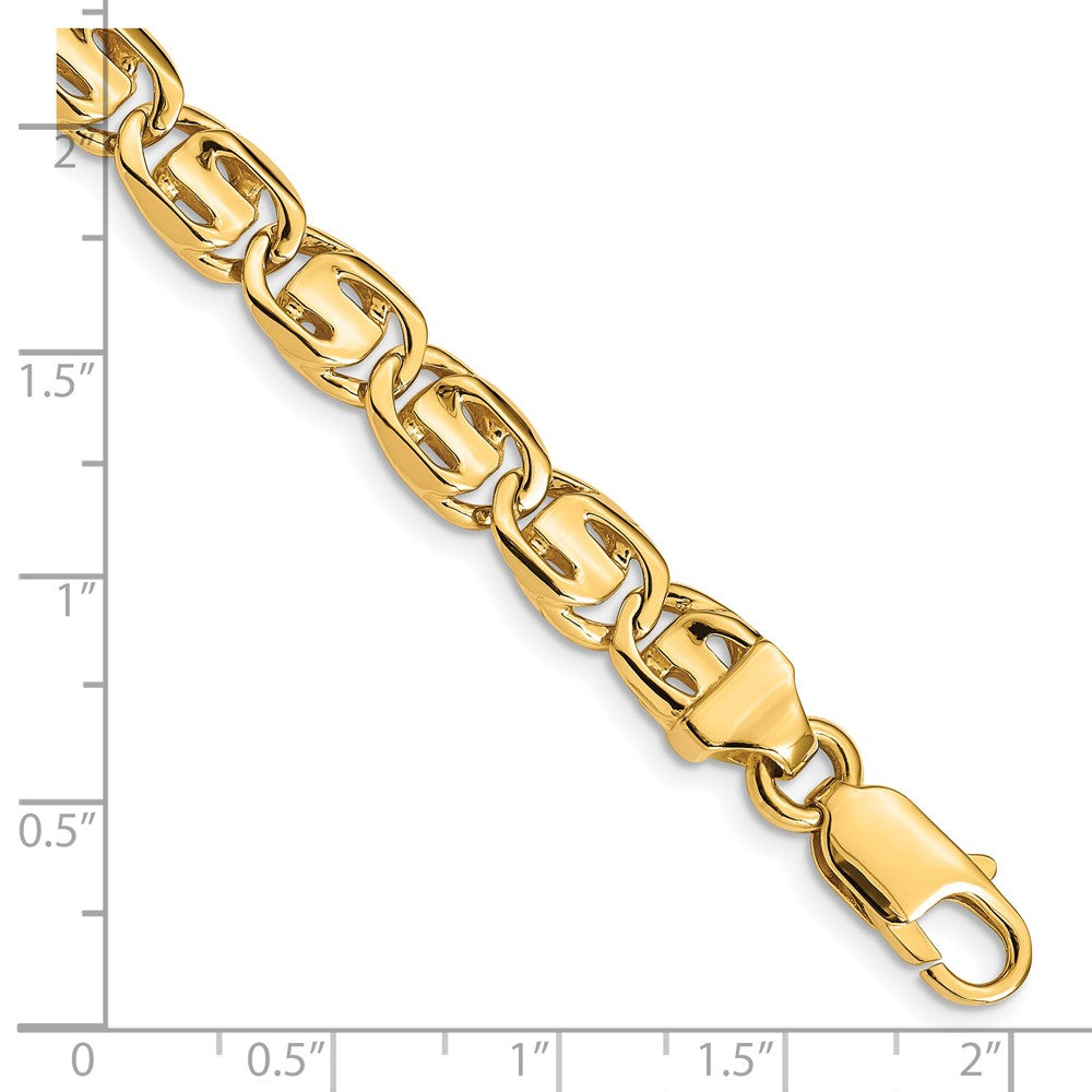 14K 18 inch 7.5mm Hand Polished Fancy Link with Lobster Clasp Chain