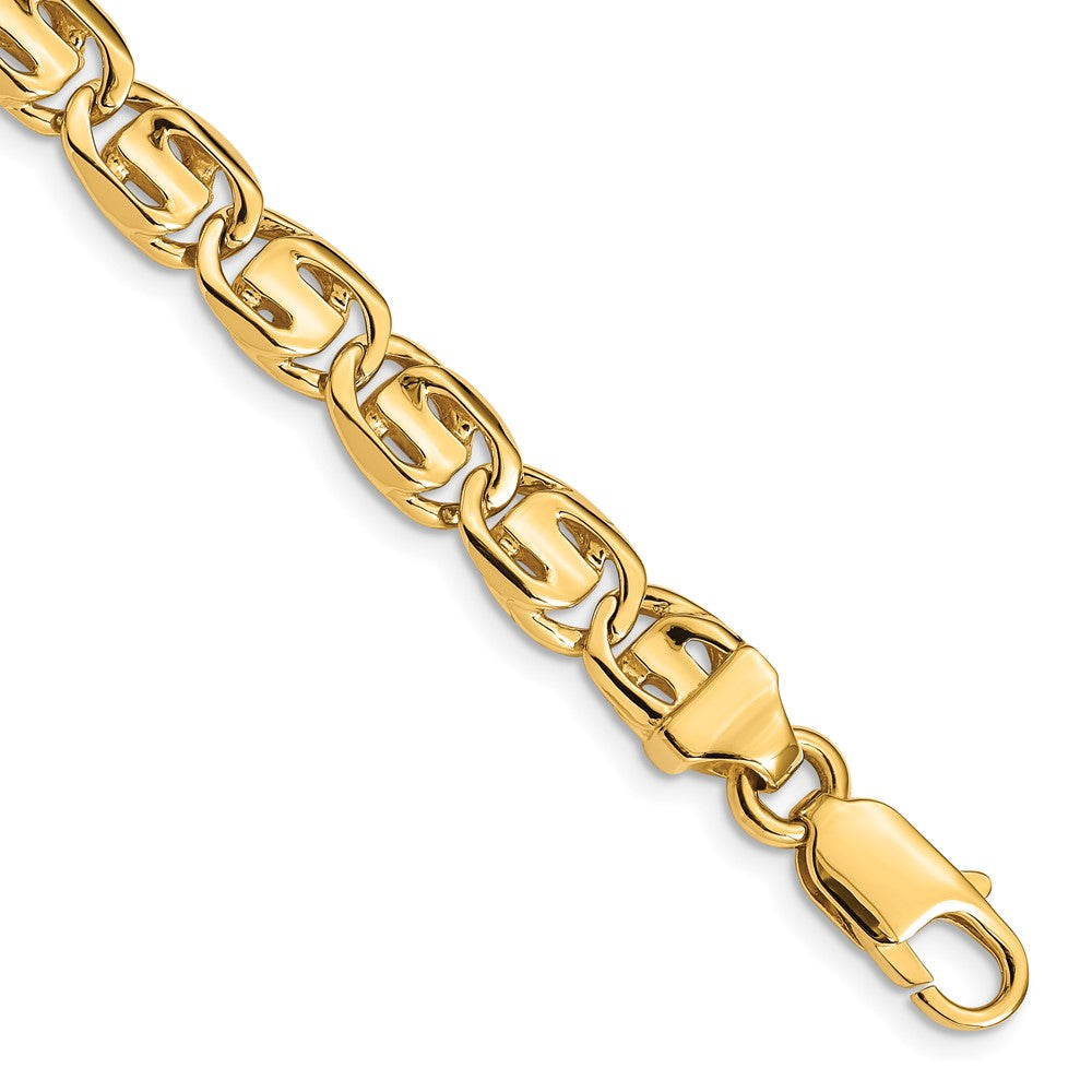 14K 18 inch 7.5mm Hand Polished Fancy Link with Lobster Clasp Chain