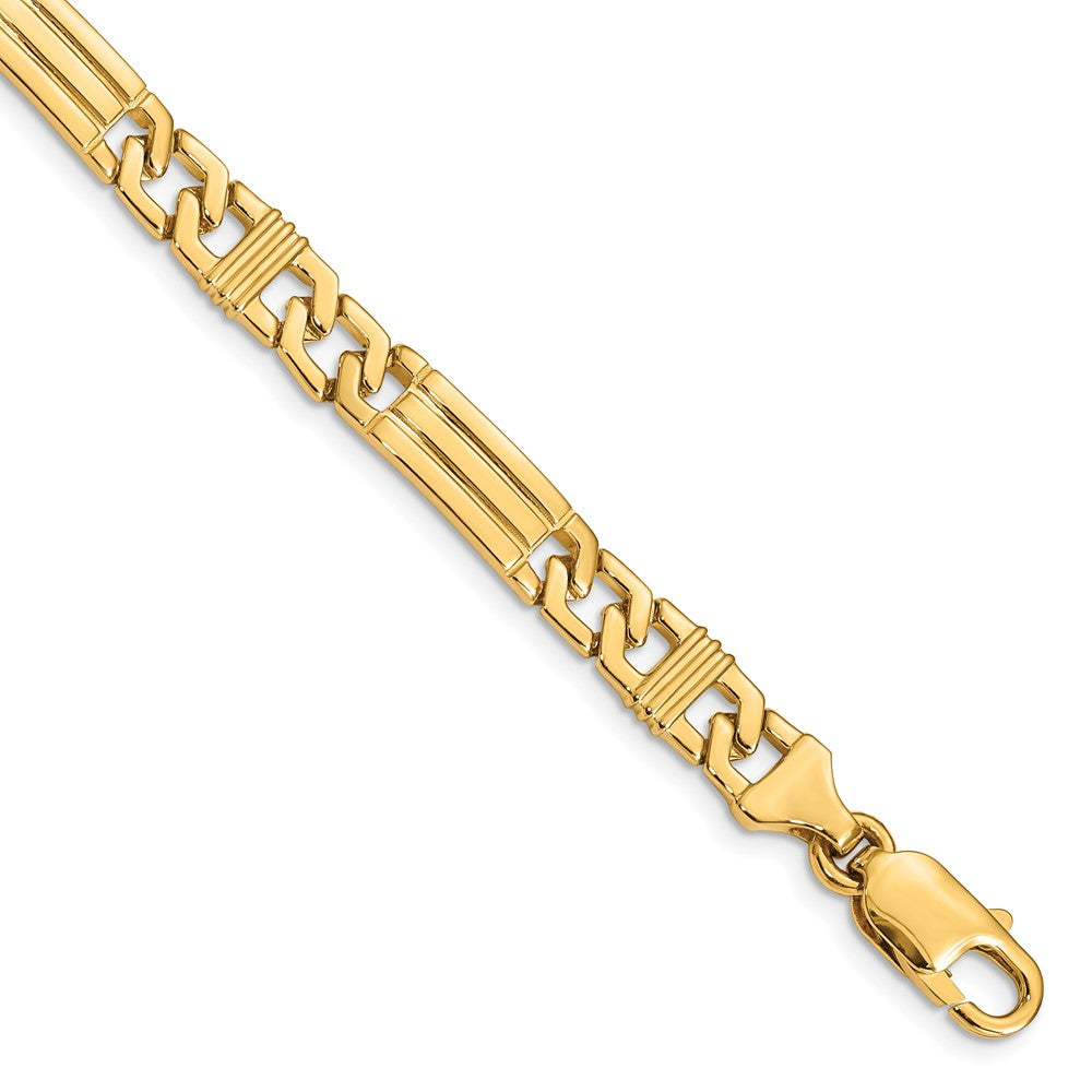 14K 18 inch 7mm Hand Polished Fancy Link with Lobster Clasp Chain