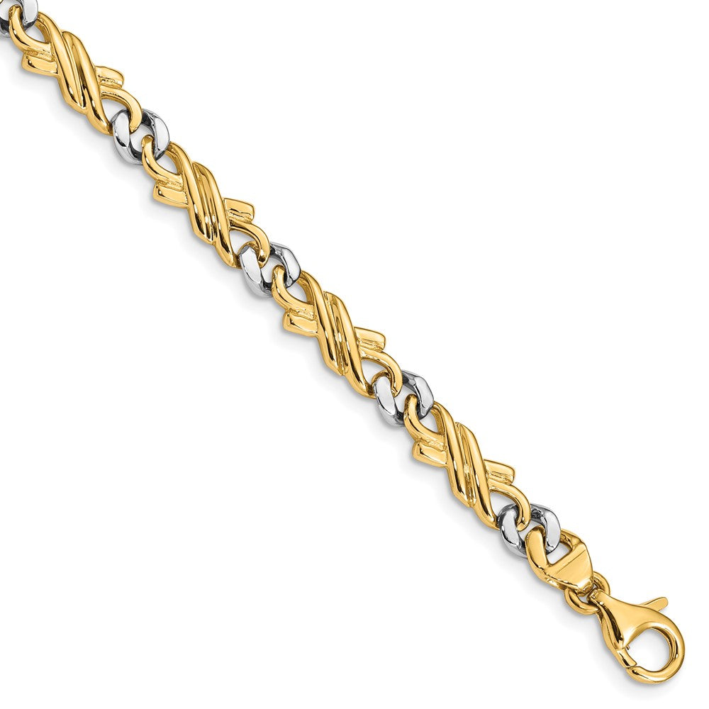 14K Two-tone 20 inch 6mm Hand Polished Fancy Link with Fancy Lobster Clasp Chain