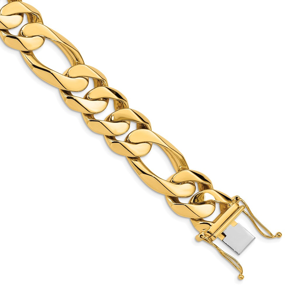 14K 24 inch 15.7mm Heavy Hand Polished Figaro Link with Box Catch Chain