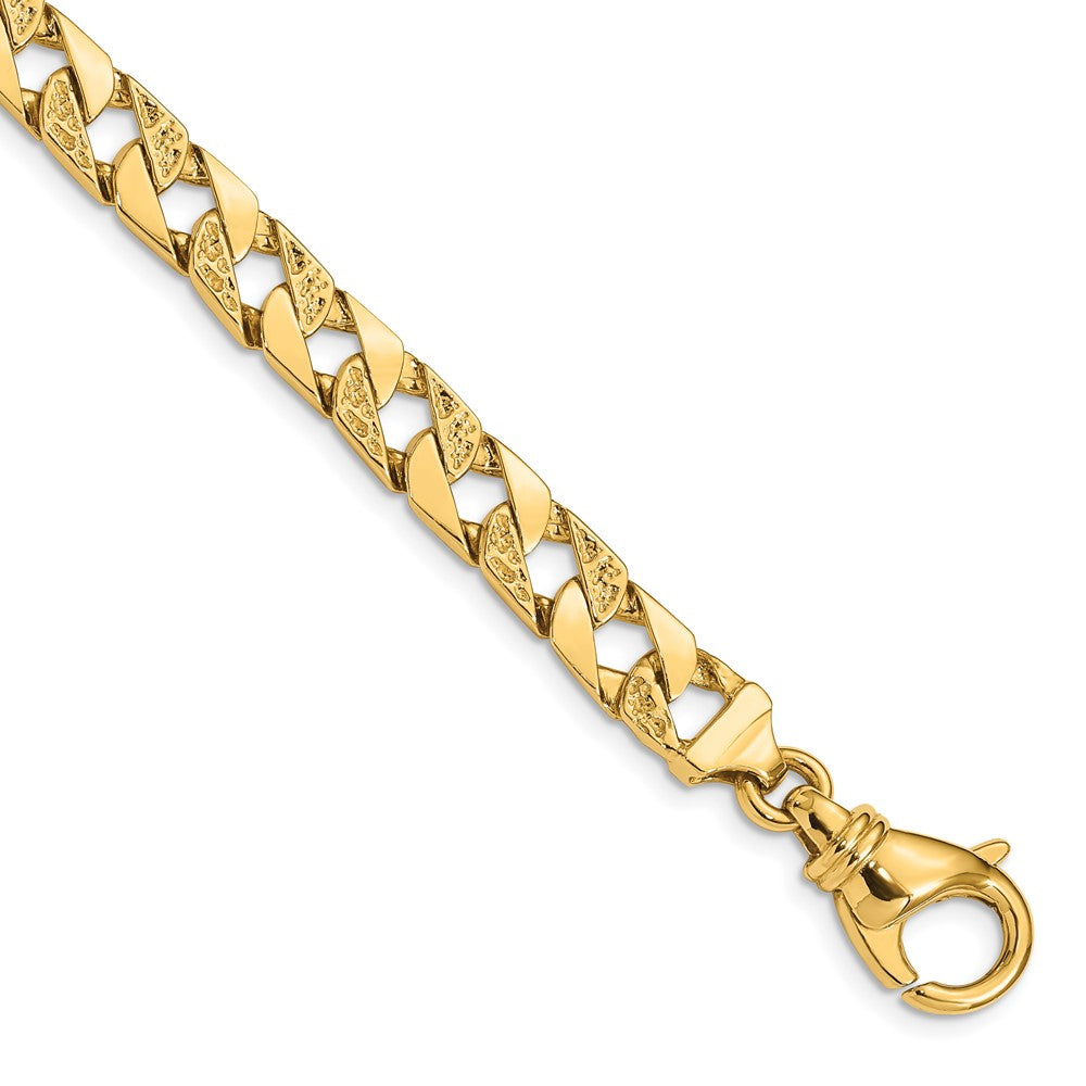 14K 24 inch 7.5mm Hand Polished Fancy Link with Fancy Lobster Clasp Chain