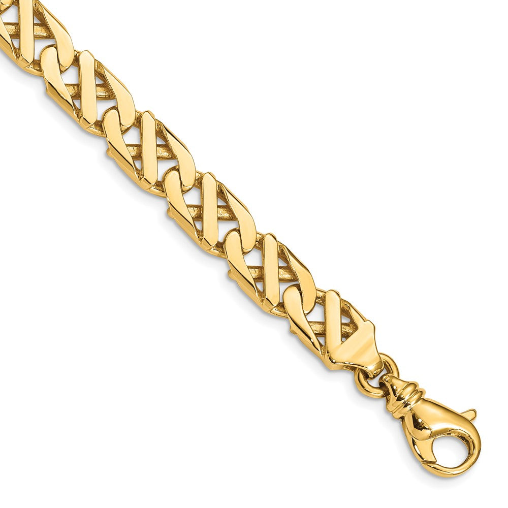 14K 24 inch 7.9mm Hand Polished Fancy Link with Fancy Lobster Clasp Chain