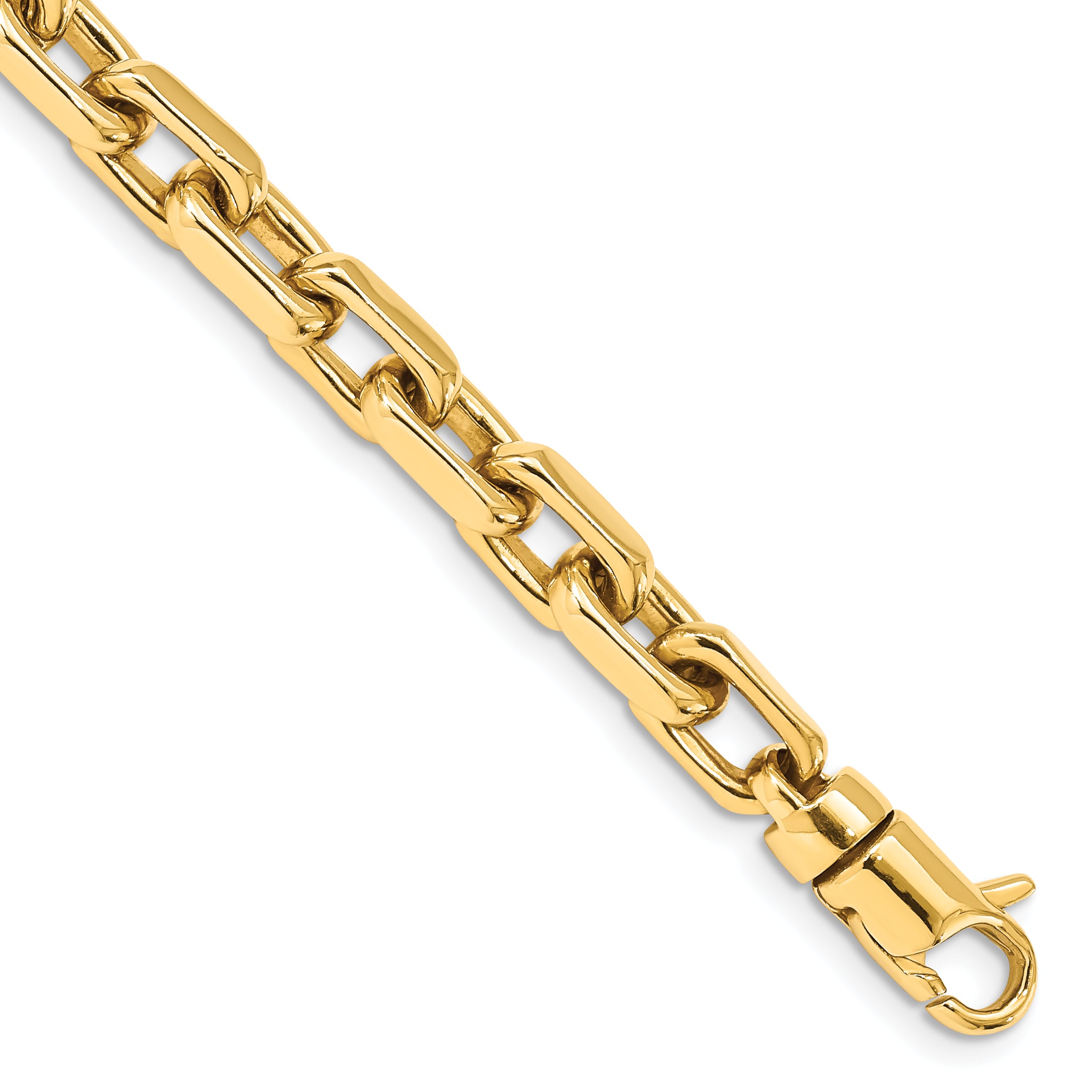 14K 8.5 inch 7mm Hand Polished Fancy Link with Lobster Clasp Bracelet