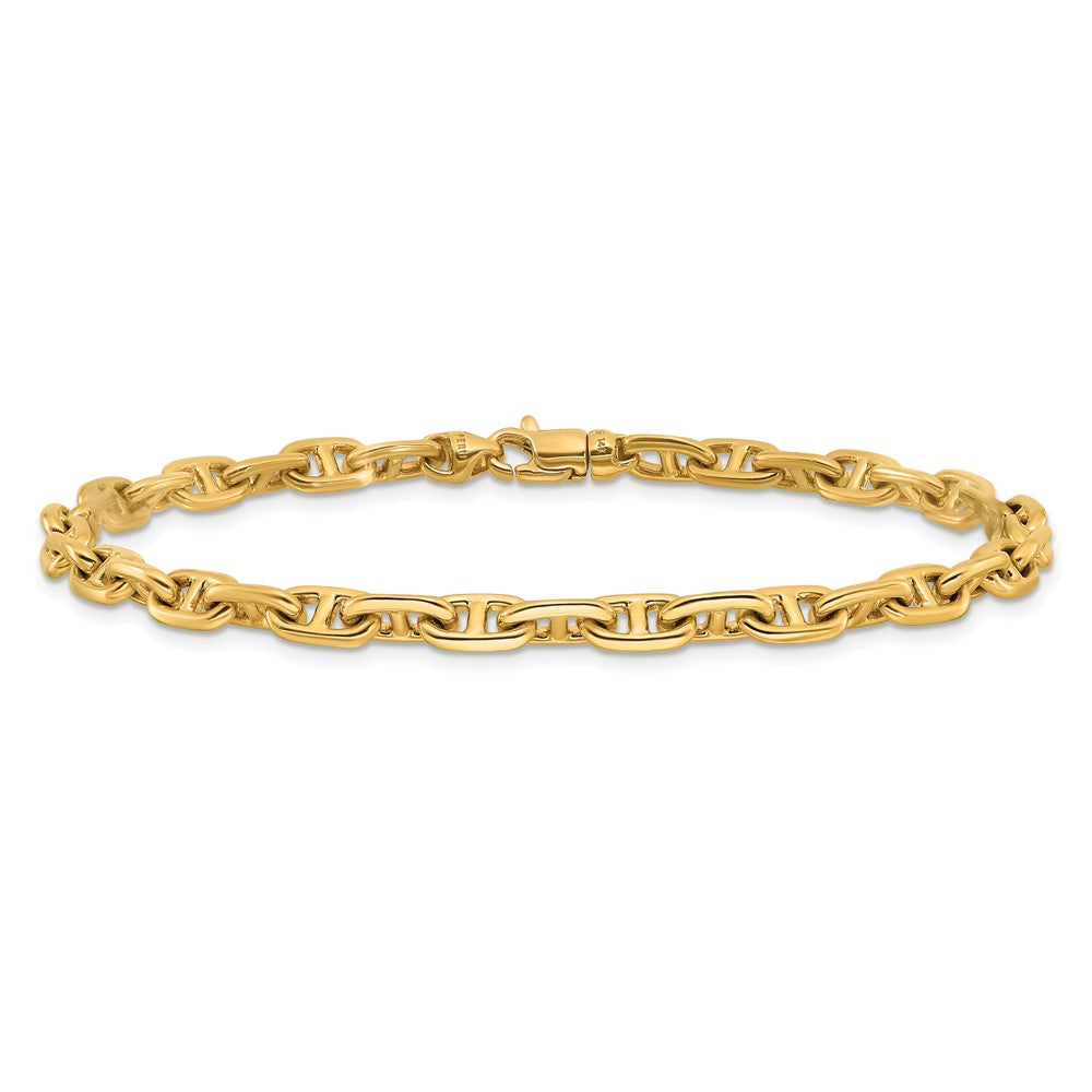 14K 8.5 inch 5.1mm Hand Polished Fancy Link with Lobster Clasp Bracelet