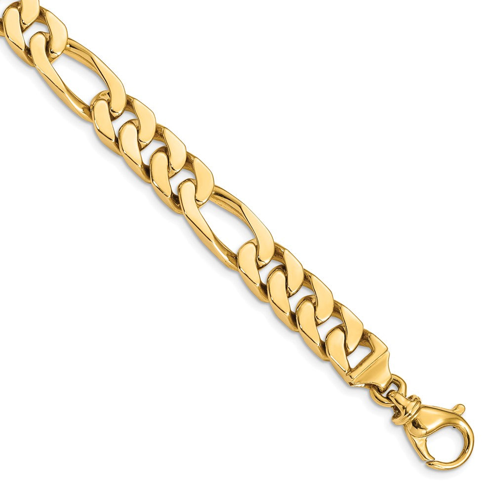 14K 9 inch 9.2mm Hand Polished Fancy Link with Fancy Lobster Clasp Bracelet