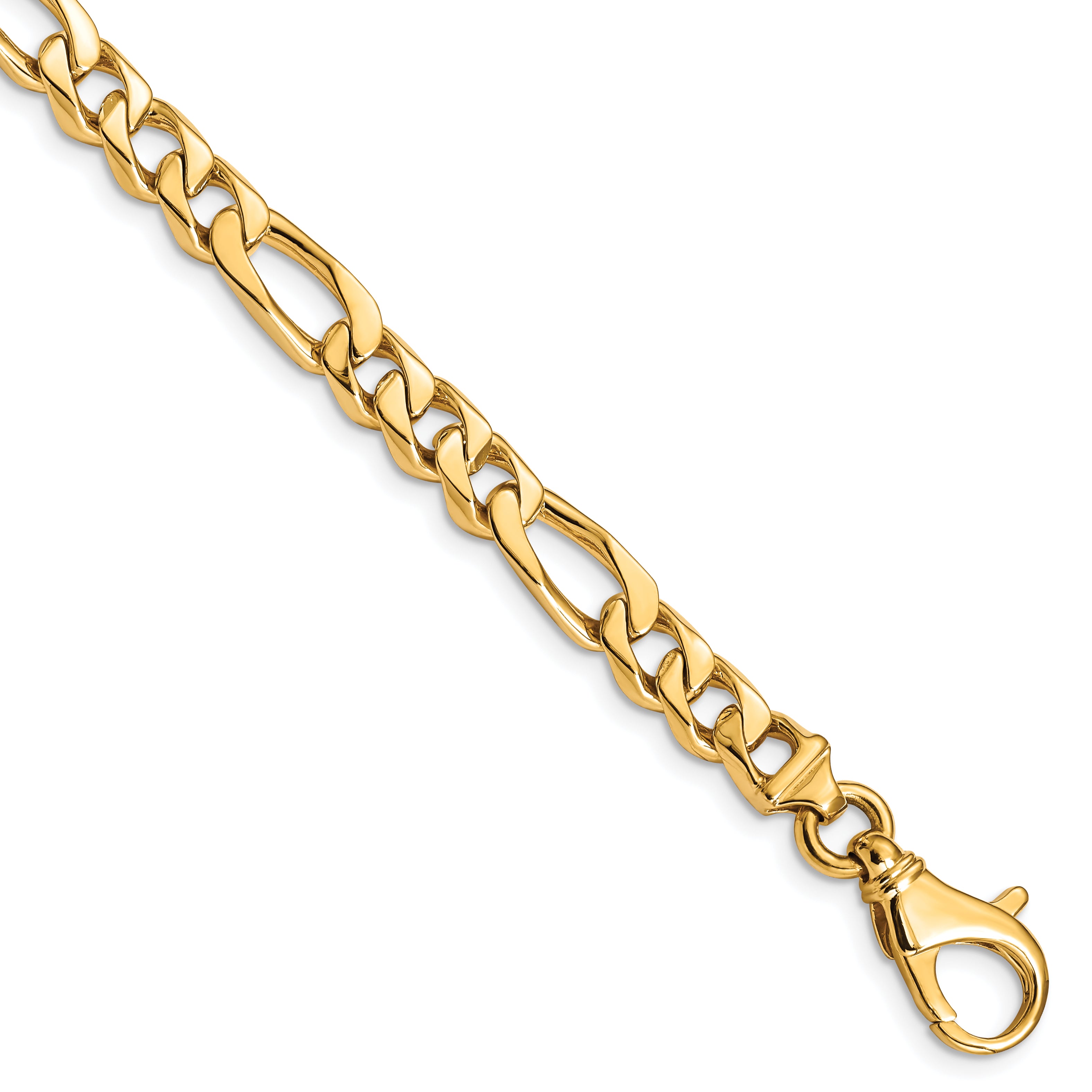 14K 9 inch 6.5mm Hand Polished Fancy Link with Fancy Lobster Clasp Bracelet