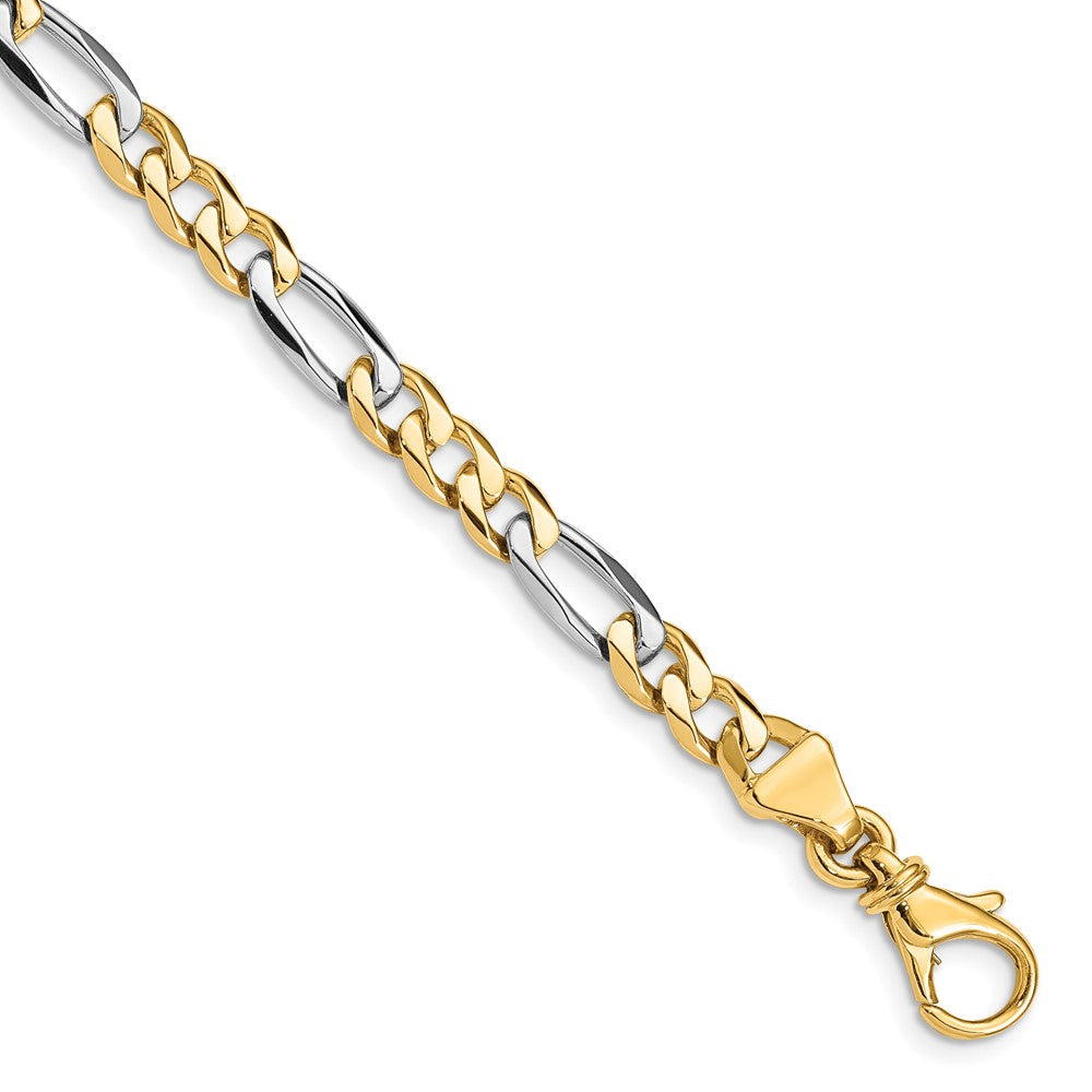 14K Two-tone 7 inch 5.8mm Hand Polished Fancy Link with Fancy Lobster Clasp Bracelet