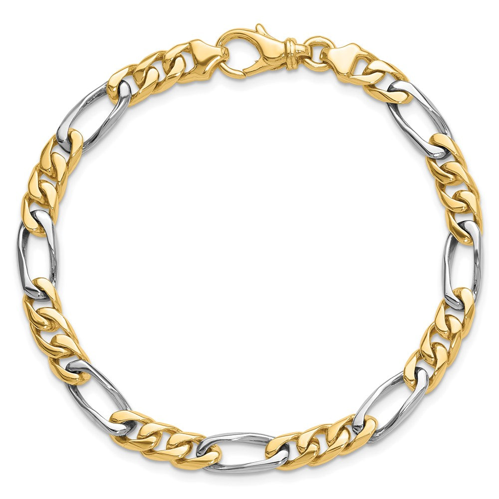 14K Two-tone 9 inch 6.1mm Hand Polished Fancy Link with Fancy Lobster Clasp Bracelet