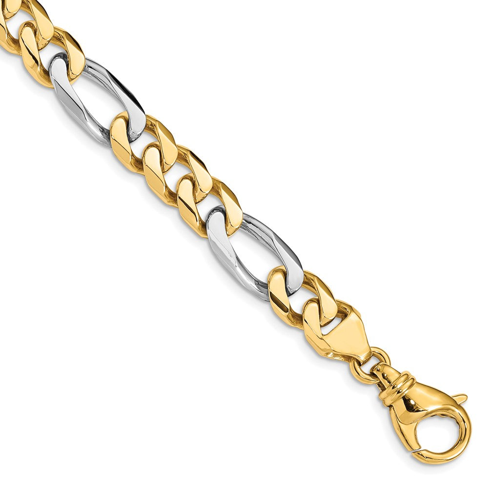 14K Two-tone 9 inch 8.5mm Hand Polished Fancy Link with Fancy Lobster Clasp Bracelet