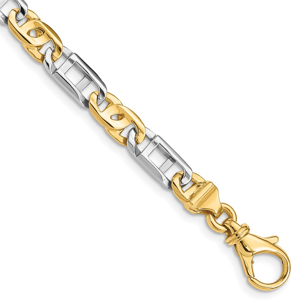 14K Two-tone 18 inch 5.5mm Hand Polished Fancy Link with Fancy Lobster Clasp Chain