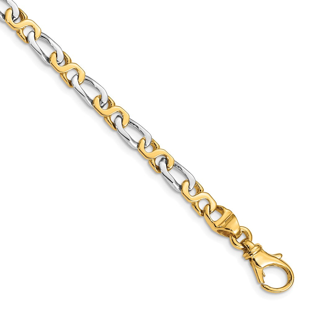 14K Two-tone 18 inch 4.8mm Hand Polished Fancy Link with Fancy Lobster Clasp Chain