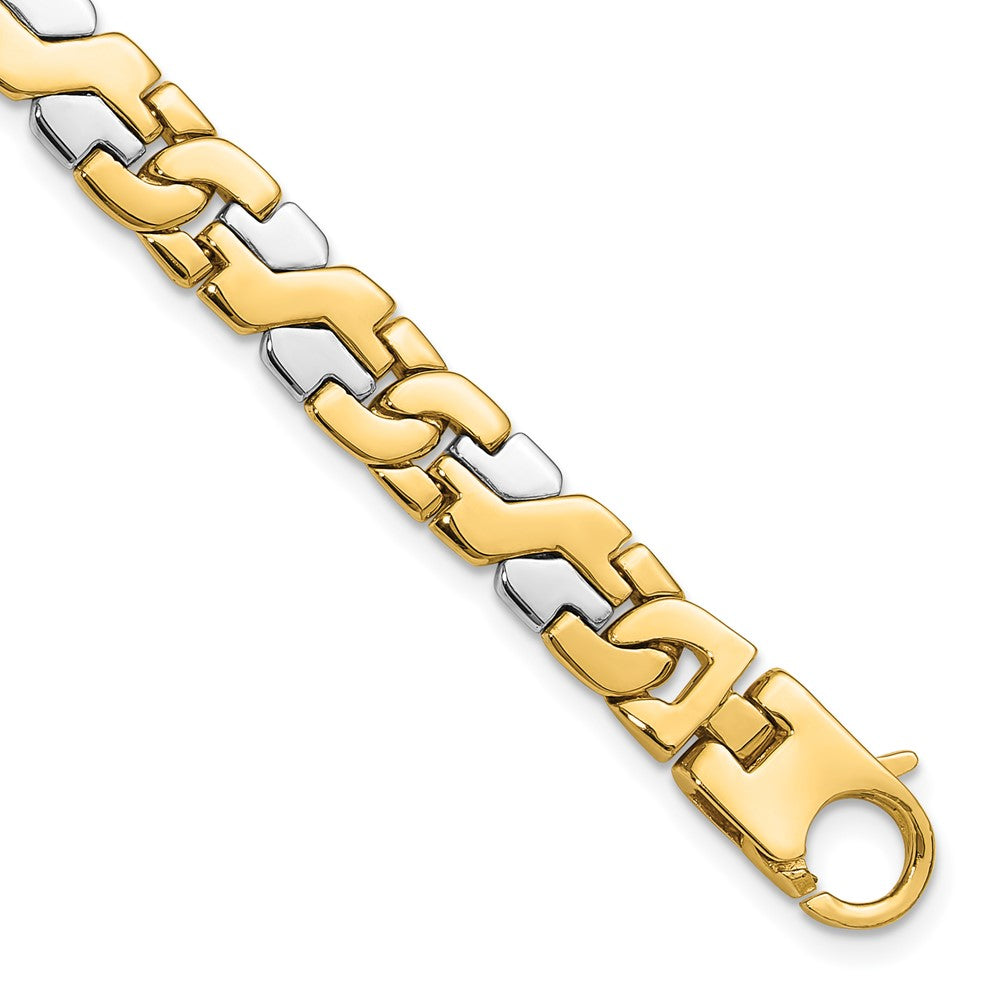 14K Two-tone 9 inch 8.8mm Hand Polished Fancy Link with Fancy Lobster Clasp Bracelet