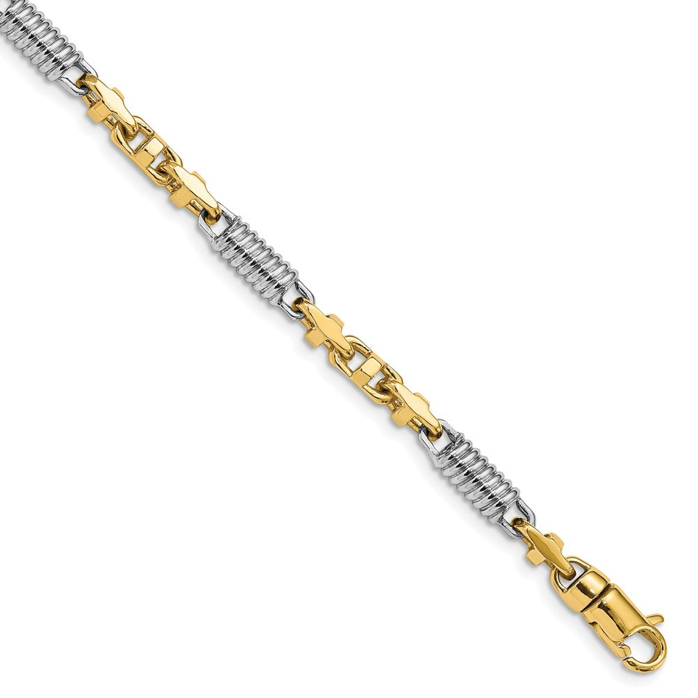 14k Two-tone 24 inch 4.6mm Hand Polished Fancy Link with Lobster Clasp Chain