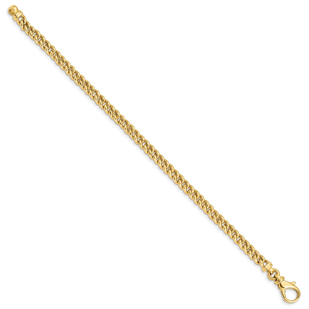 14K 7 inch 4.5mm Hand Polished Fancy Link with Fancy Lobster Clasp Bracelet