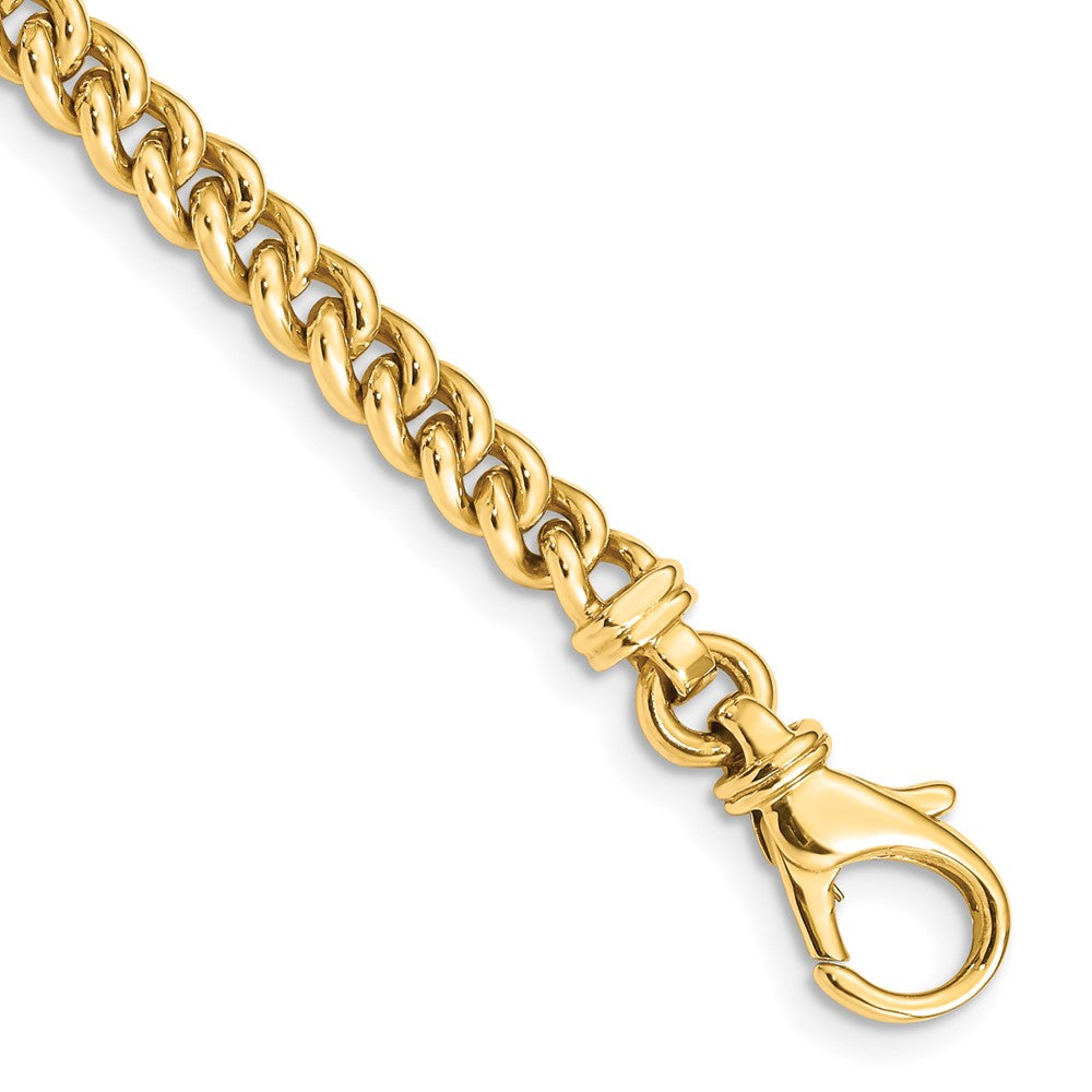 14K 22 inch 4.5mm Hand Polished Fancy Link with Fancy Lobster Clasp Chain