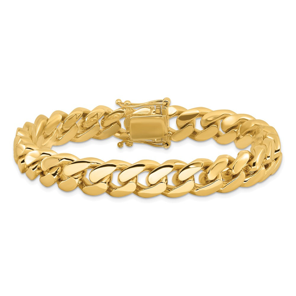 14K 8.25 inch 10.7mm Hand Polished Miami Cuban Link with Box Catch Clasp Bracelet