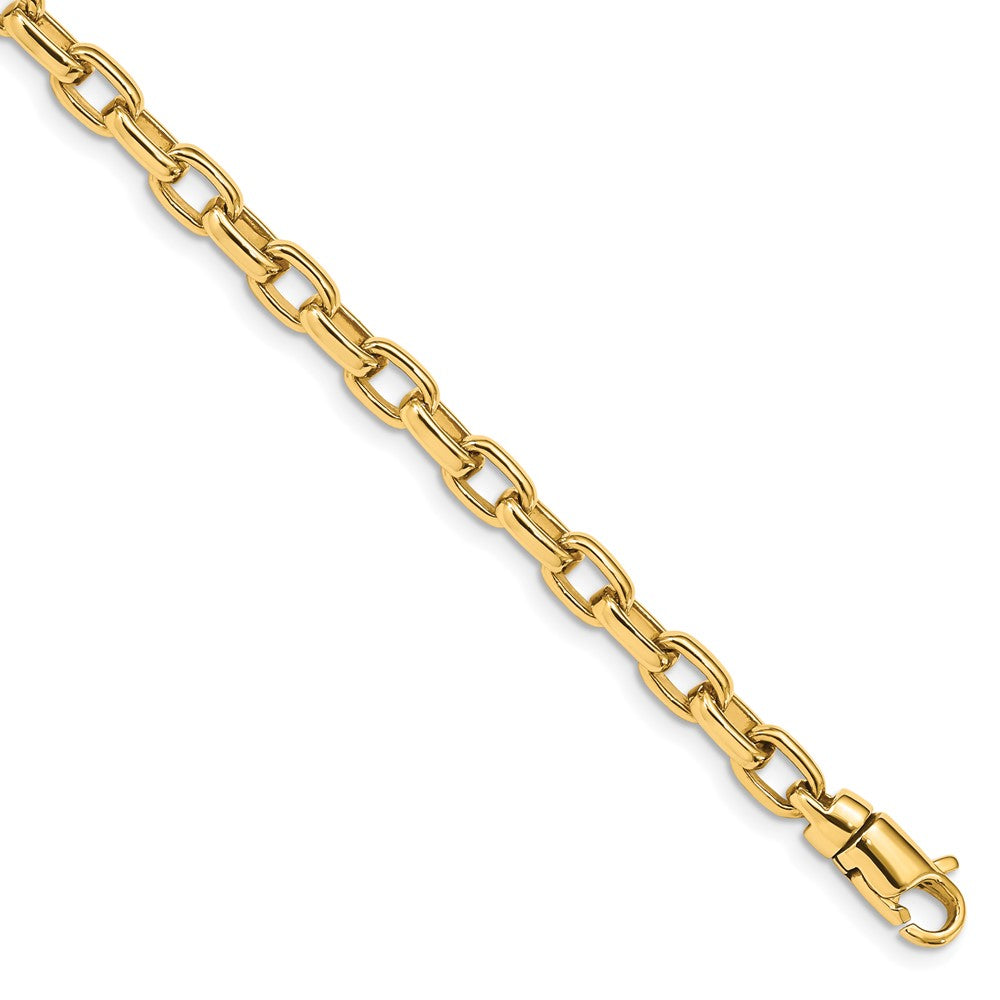 14K 7.25 inch 5mm Hand Polished Fancy Link with Lobster Clasp Bracelet