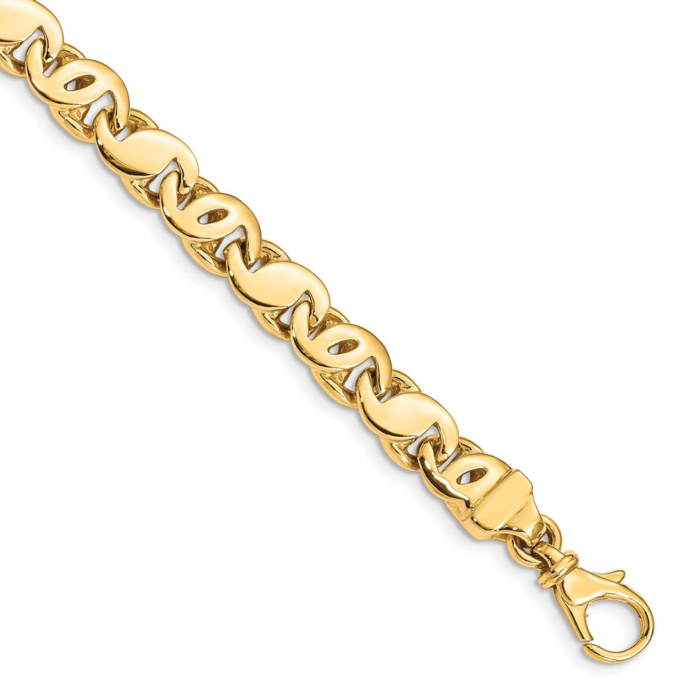 14K 24 inch 7.3mm Hand Polished Fancy S-Link with Fancy Lobster Clasp Chain