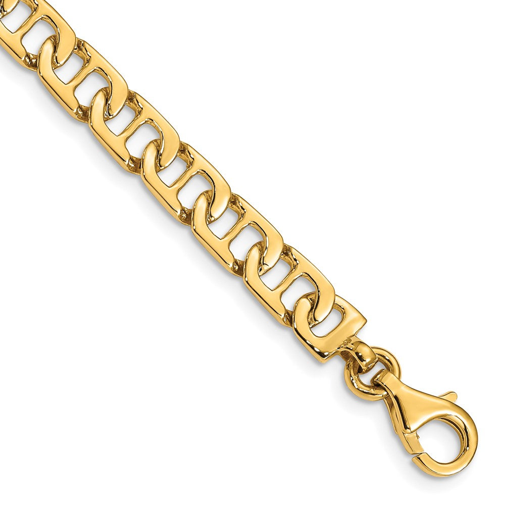 14K 22 inch 6.5mm Hand Polished Fancy Anchor Link with Fancy Lobster Clasp Chain