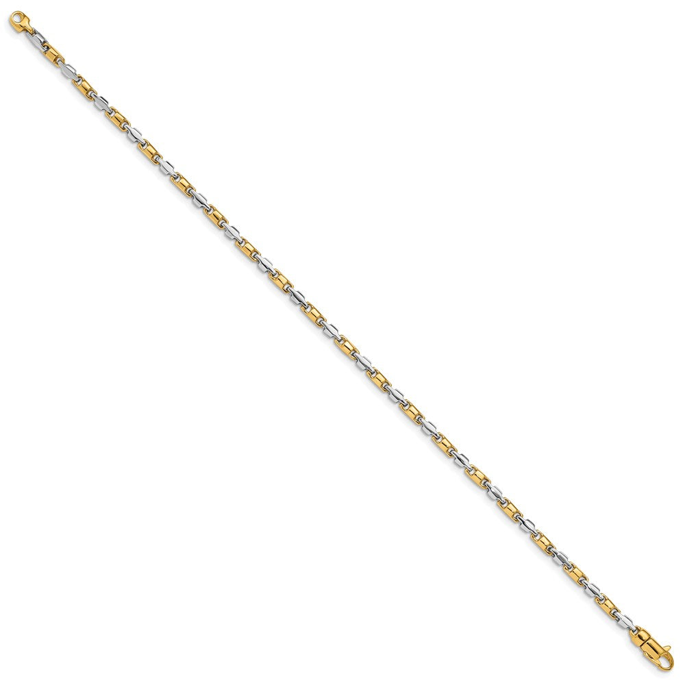 14K Two-tone 8 inch 2.5mm Hand Polished Fancy Link with Lobster Clasp Bracelet