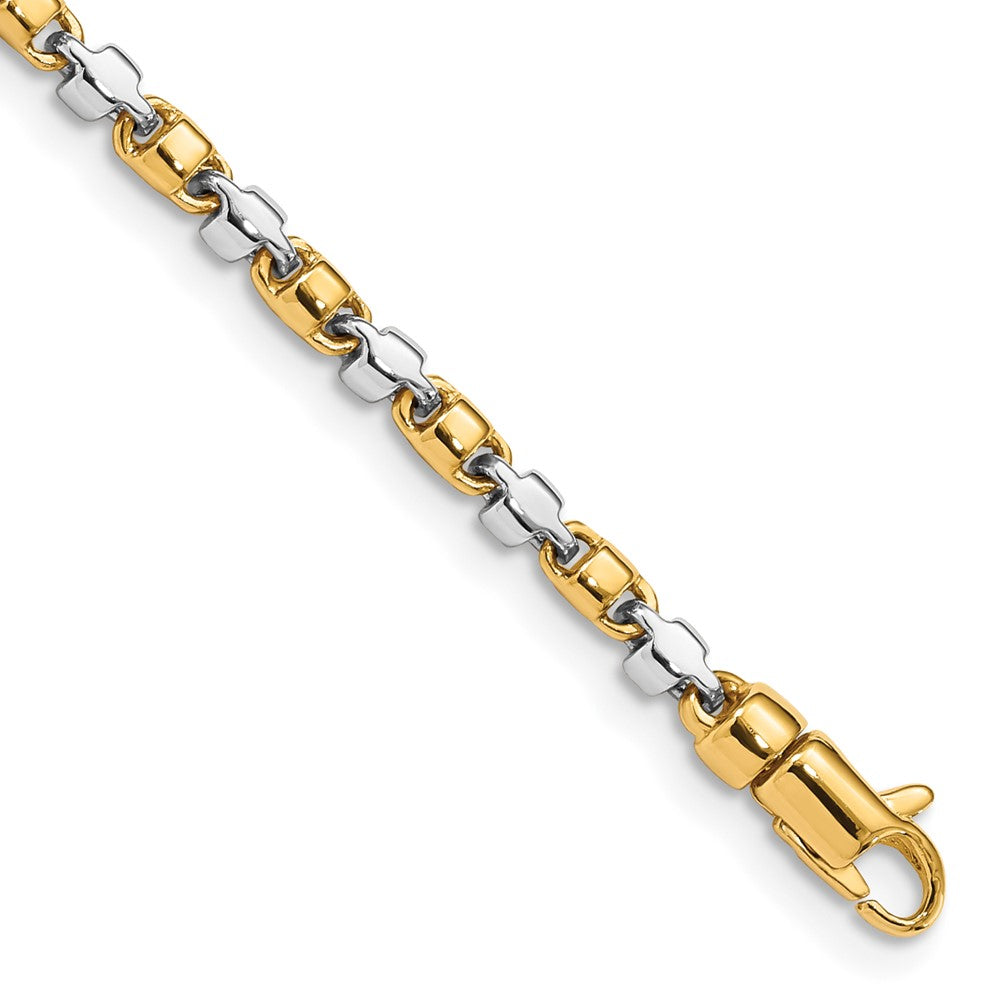 14K Two-tone 7 inch 2.6mm Hand Polished Fancy Link with Lobster Clasp Bracelet