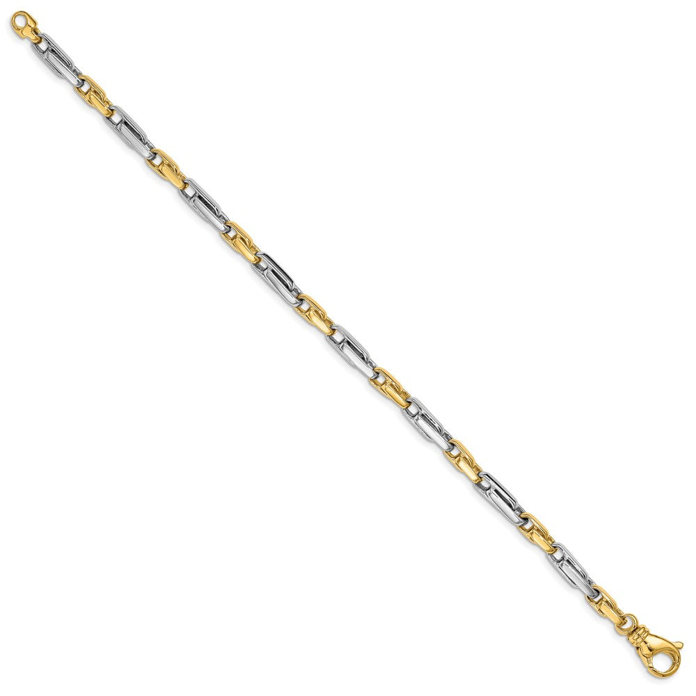 14K Two-tone 8.5 inch 5mm Hand Polished Fancy Link with Fancy Lobster Clasp Bracelet