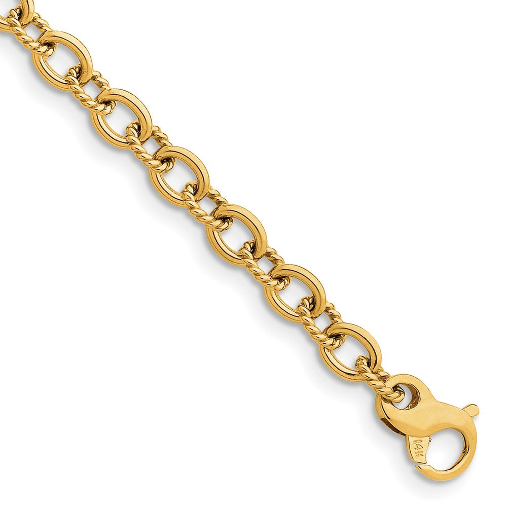 14K 20 inch 7.8mm Hand Polished and Textured Fancy Link with Fancy Lobster Clasp Chain