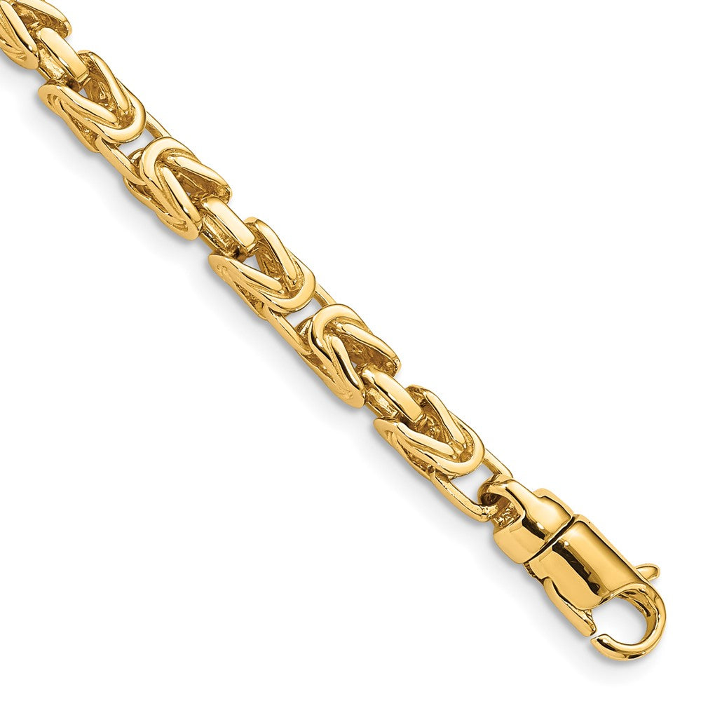 14K 8.5 inch 4.1mm Hand Polished Byzantine Link with Lobster Clasp Bracelet