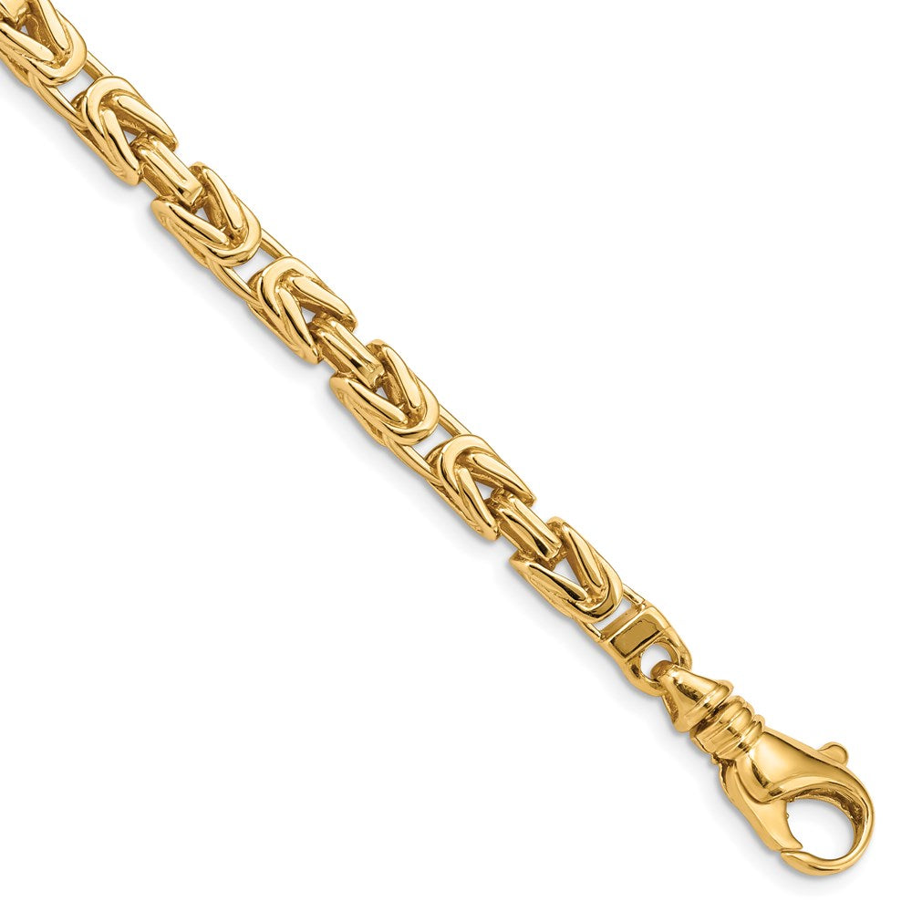 14K 24 inch 4.1mm Hand Polished Byzantine Link with Fancy Lobster Clasp Chain