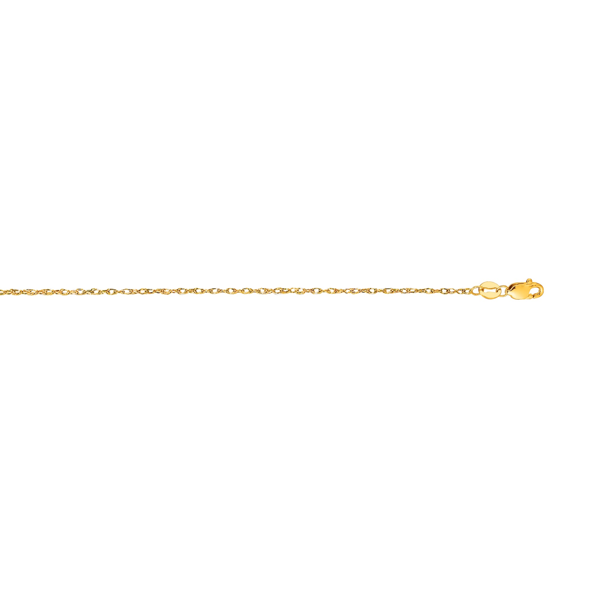 14K Yellow Gold .85mm Machine Rope 18" Chain (Carded) with Lobster Lock