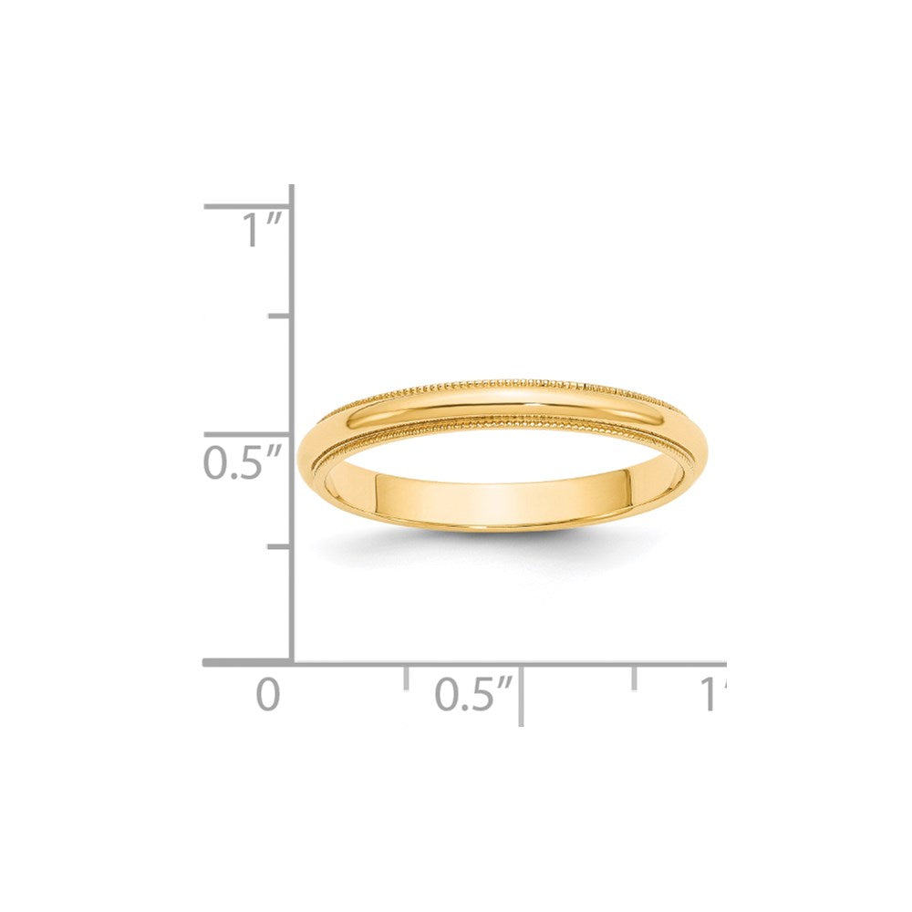 14k Yellow Gold 3mm Milgrain Half Round Wedding Band Size 10