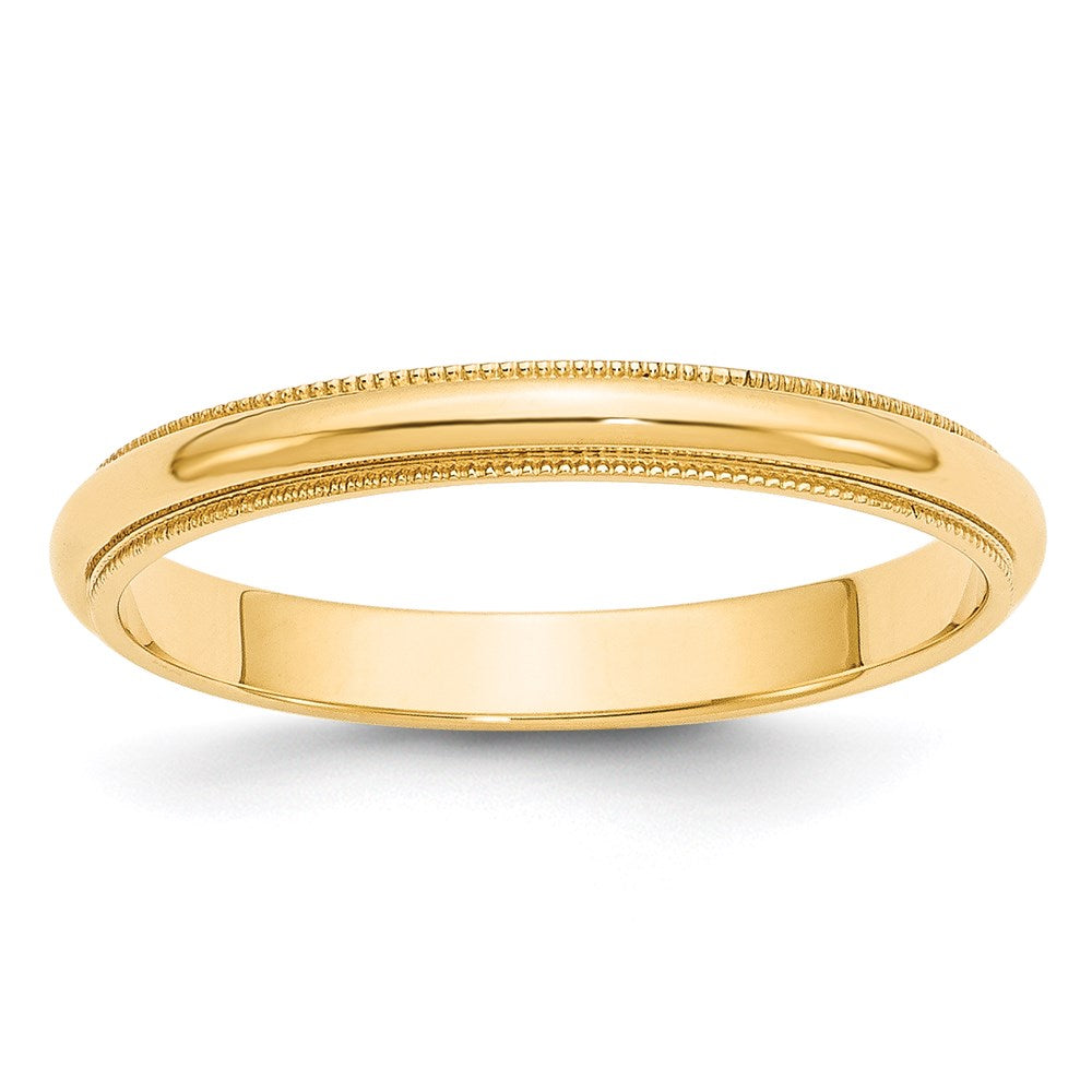 14k Yellow Gold 3mm Milgrain Half Round Wedding Band Size 13