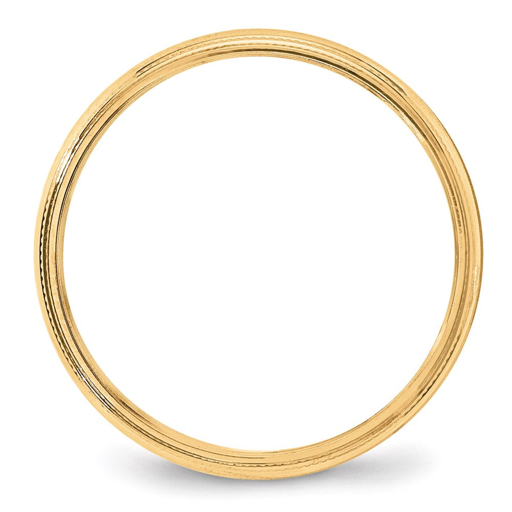 14k Yellow Gold 4mm Milgrain Half Round Wedding Band Size 7.5