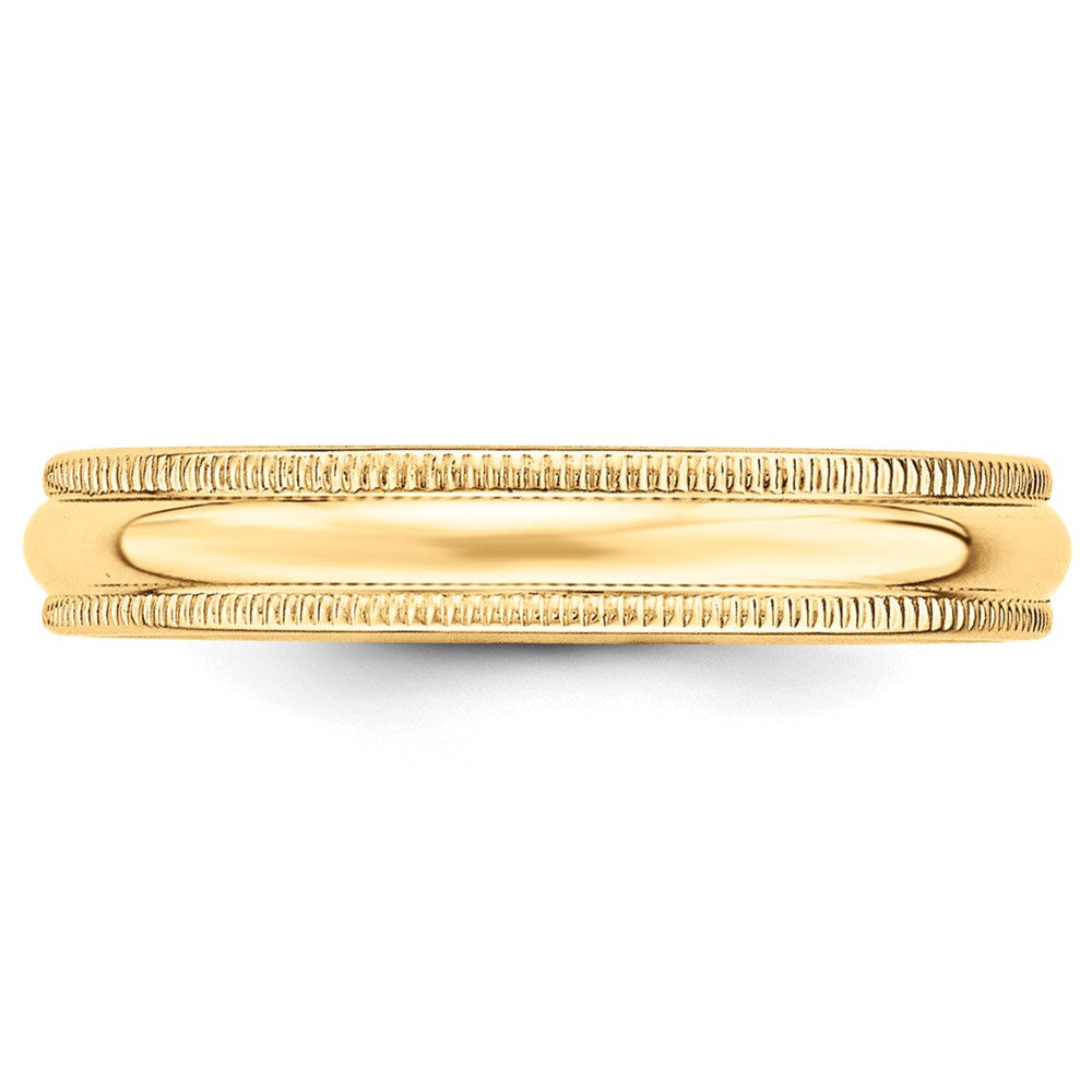 14k Yellow Gold 4mm Milgrain Half Round Wedding Band Size 4