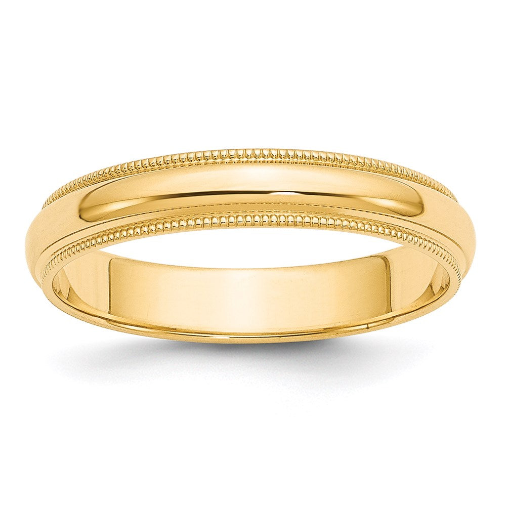 14k Yellow Gold 4mm Milgrain Half Round Wedding Band Size 10.5