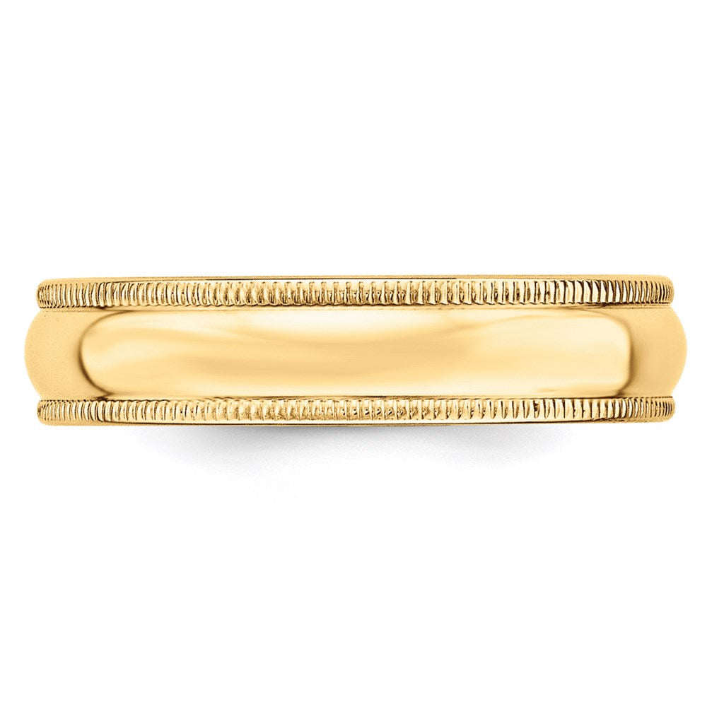 14k Yellow Gold 5mm Milgrain Half Round Wedding Band Size 4.5