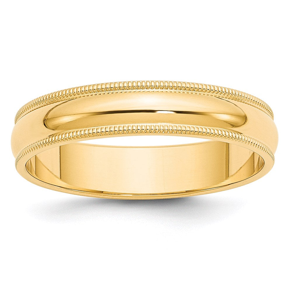 14k Yellow Gold 5mm Milgrain Half Round Wedding Band Size 10.5