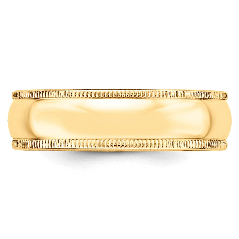 14k Yellow Gold 6mm Milgrain Half Round Wedding Band Size 5