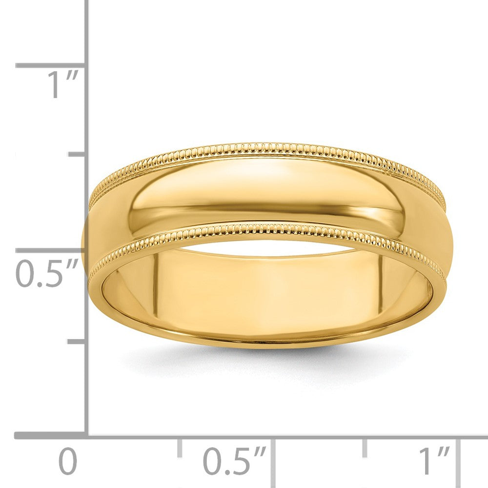 14k Yellow Gold 6mm Milgrain Half Round Wedding Band Size 10